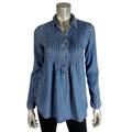 American Eagle Outfitters Tops | American Eagle Top Size Xs Jegging Fit Chambray Pleated Pockets Lyocell Blue | Color: Blue | Size: Xs