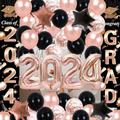 Rose Gold and Black Graduation Decorations 2023 Black Rose Gold Graduation Party Decorations Class of 2023 Congrats Grad Porch Sign Graduation Balloons 2023 Rose Gold Black Graduation Party Supplies