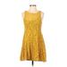 Torrid Casual Dress - A-Line Crew Neck Sleeveless: Yellow Print Dresses - Women's Size X-Small Plus