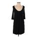 Kensie Casual Dress - Shift Scoop Neck 3/4 sleeves: Black Print Dresses - Women's Size Small