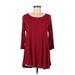 Jollie Lovin Casual Dress - A-Line Scoop Neck 3/4 sleeves: Burgundy Print Dresses - Women's Size Medium