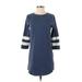 Forever 21 Casual Dress - Shift Crew Neck 3/4 sleeves: Blue Color Block Dresses - Women's Size Small
