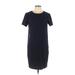 Katherine Barclay Casual Dress - Shift Crew Neck Short sleeves: Blue Print Dresses - Women's Size 8