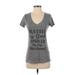 Next Level Apparel Short Sleeve T-Shirt: Gray Graphic Tops - Women's Size Small