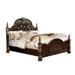 Wooden Bed with Decorative Post in Brown Cherry