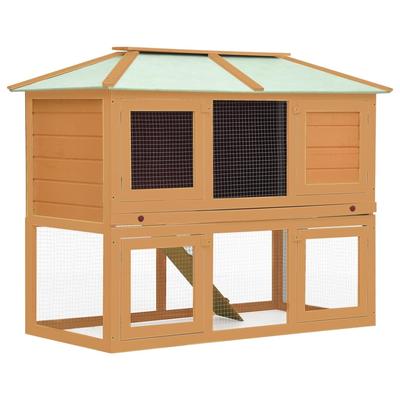 vidaXL Animal Rabbit Cage Double Floor Wood - 51.2" x 26.8" x 41.3"