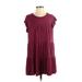 Emory Park Casual Dress - A-Line Scoop Neck Short sleeves: Burgundy Print Dresses - Women's Size 2X-Small