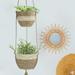 Hesroicy Flower Basket Eye-catching Sturdy Construction Straw Handmade Outdoor Indoor Hanging Planter Pot Holder for Home
