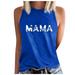 SOOMLON Mama Bunny Shirt for Women Easter Mom T-Shirt Cute Rabbit Mama Tee Vest Sweatshirt Crew Neck Mama Tops Sleeveless Gifts for Mother Casual Tops Blue M