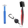 Golf Groove Sharpener Tool Golf Club Groove Sharpener and Retractable Golf Club Brush for Golfers Practical and Clean Kits for All Golf Irons Blue and Red