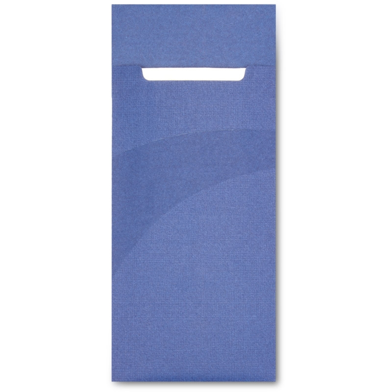 520 Serviettentaschen Bestecktaschen Sacchetto blau 85x200mm inkl. Serviette 40x40cm 2lg weiß Image