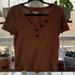 American Eagle Outfitters Tops | American Eagle Sweater Look Short Sleeve Tee | Color: Orange/Tan | Size: L