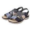 Riemchensandale RIEKER, Damen, Gr. 36, schwarz, Lederimitat, sportlich, Schuhe, Sommerschuh, Sandalette, Keilabsatz, mit geflochtener Bandage