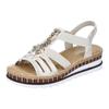 Sandale RIEKER, Damen, Gr. 40, gold (goldfarben), Lederimitat, feminin, Schuhe, Sommerschuh, Sandalette, Keilabsatz, im Metallic-Look