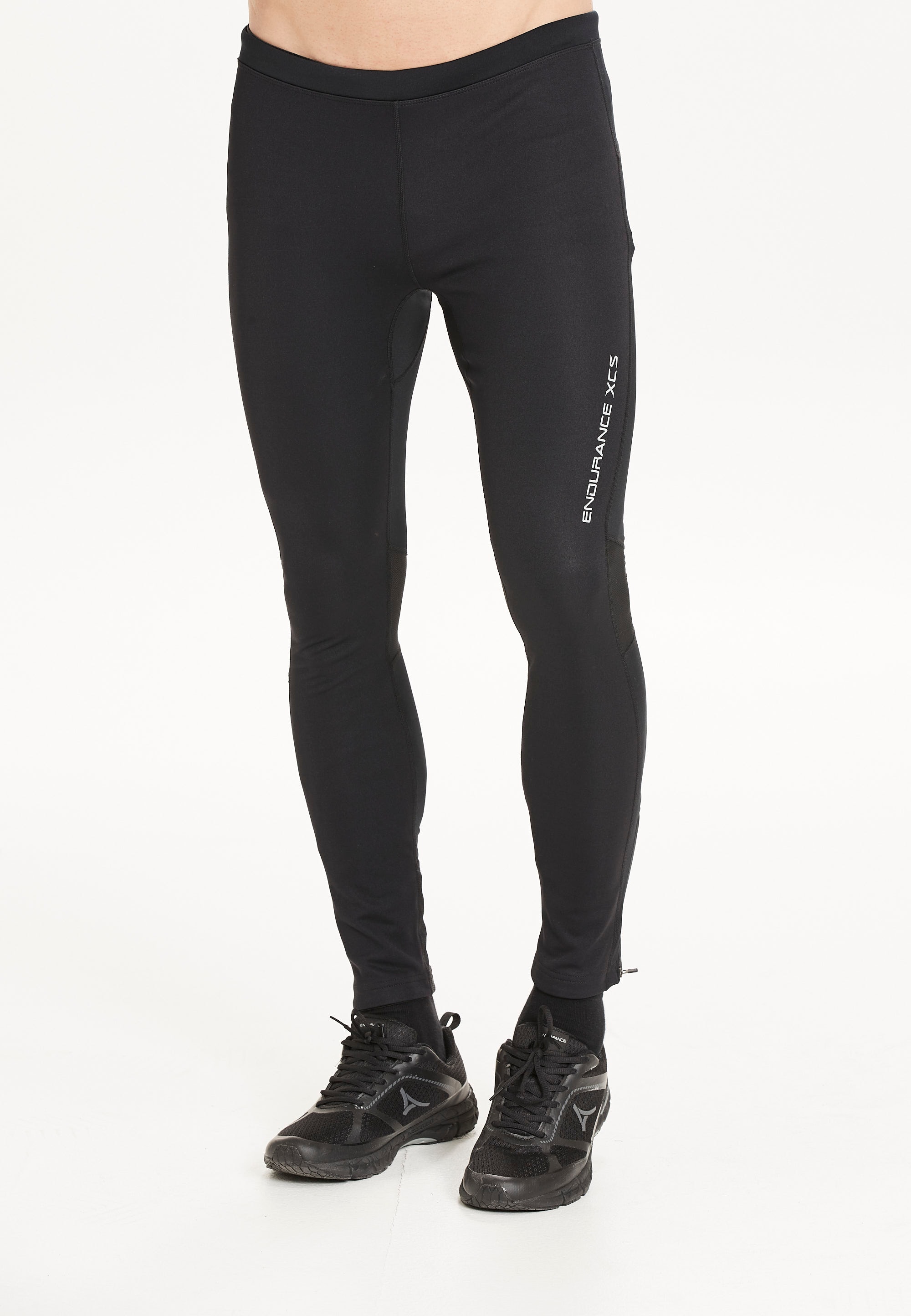Trainingstights ENDURANCE "Navotas", Herren, Gr. L, US-Größen, schwarz, 90% Polyester, 10% Elasthan, unifarben, lang, Hosen, mit praktischen Reflektoren Image