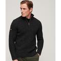 Superdry Men's Vintage Jacob Cable Knit Half Zip Jumper Black / Charcoal Black Twist - Size: M