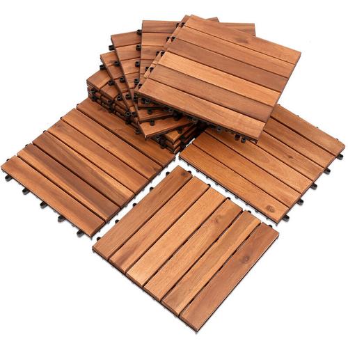 Swanew – Holzfliesen 22 fliesen Terrassenfliesen 2㎡ Akazien bodenfliesen 30x30cm Klickfliese