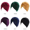 Turban en velours torsadé pour femmes musulmanes bonnets de chimio casquettes de sauna