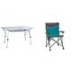 Uquip Variety L Aluminium Campingtisch - Stufenlos höhenverstellbar (120x70 cm) & Roxy Campingstuhl mit Flaschenhalter - Stabile Ausführung bis 120 kg - Blau