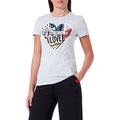 Love Moschino Damen Slim Fit Short Sleeves T-shirt With Patchwork Heart Print T Shirt, Melange Light Gray, 38 EU