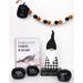 RAE DUNN 5 Piece Harvest/Halloween Gift Set - Includes Decorative Garland, Desktop Gnome and 3 Decorative Pumpkins