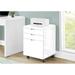 Monarch Specialties I 7583 3 Drawer Castors Filing Cabinet High Glossy White