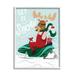 Let It Snow Moose Sleigh Holiday Graphic Art White Framed Art Print Wall Art