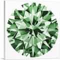 ARTCANVAS Green Round Brilliant Cut Diamond Jewel Canvas Art Print - Size: 12 x 12 (1.50 Deep)