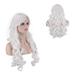 DOPI Fashion Wavy White Long Curly Synthetic Hair Wig Cosplay Sexy Black Women Wigs