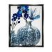 Modern Blue Floral Ornate Vase Botanical & Floral Graphic Art Jet Black Framed Art Print Wall Art