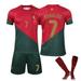 Boy activewear T-Shirt and Short Cristiano Ronaldo 2022 World Cup Portugal Soccer Jersey Traning Suit for Kids Youth and Adults