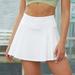 qazqa women s tennis skirt sport golf shorts skirt high waist pleated mini running skirt white l