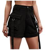 Womens Elastic High Waisted Cargo Shorts Hiking Golf Shorts Multi-Pockets Twill Bermuda Summer Denim Short Pants