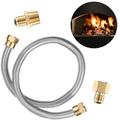 Gas Flex Line for Fire Pits and Fireplaces 1/2 OD x 3/8 ID Whistle Free Gas Flex Line Connector Kit 24 Long Stainless Steel Corrugated Pipe with 1/2 NPT Male x 1/2 NPT Female Fittings