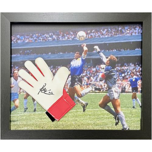 Peter Shilton signiert Maradona Hand of God Torwarthandschuh – gerahmt