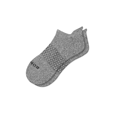 Men's Marl Ankle Socks - Marled Light Charcoal - Extra Large - Cotton Blend - Bombas