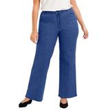 Plus Size Women's Curvie Fit Wide-Leg Jeans by June+Vie in Medium Blue (Size 26 W)
