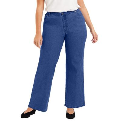 Plus Size Women's Curvie Fit Wide-Leg Jeans by June+Vie in Medium Blue (Size 12 W)