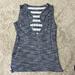 Athleta Tops | Athleta Hi-Lo Cute Double Racer Back And V Layered Back Active Tank Striped | Color: Gray/White | Size: M