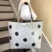 Kate Spade Bags | Kate Spade Silver Glitter Polka Dot White Leather Tote Shoulder Bag Zip Pocket | Color: Gray/Silver | Size: Os