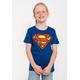 T-Shirt LOGOSHIRT "Superman" Gr. 80, grau (blau) Mädchen Shirts T-Shirts mit coolem Frontprint