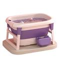 Baby Bath Support Foldable Bathtub, Newborn Baby Bath Tub Stand - Plastic Collapsible Baby Bathing Tub Non-Slip Legs Folding Bath Tubs Toddler Baths Shower Basin Travel,Purple,Without Thermometer