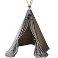 MINICAMP Original Teepee Tent for Kids, Handmade Natural Canvas, Tulle, & Wooden Playhouse Tent for Children & Toddlers, Princess Sleepover Play Tent for Girls, Extra-Stable Child Tipi Tent (Grey)