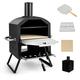 COSTWAY Outdoor Pizza Oven, Wood Fired Pizza Maker with Waterproof Cover, Anti-scalding Handles, Pizza Stone & Pizza Peel, 2 Pizzas Outside Pizza Cooker for Camping Picnic