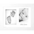 BabyRice Baby Casting Kit with White 12x9 Shadow Box Display Frame, Silver Paint for Hand, Foot Casts (White/White)