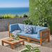 Brayden Studio® Belle Outdoor 4-Piece Acacia Wood Sectional Teak Sofa Seating Group w/ Cushions Wood/Natural Hardwoods in Brown | Wayfair