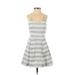 Banana Republic Factory Store Casual Dress - A-Line V Neck Sleeveless: White Print Dresses - Women's Size 00 Petite
