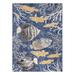 Blue/Gray 89 x 62 x 0.24 in Area Rug - Highland Dunes Lela Collection Blue, Grey, And Ivory Fish And Coral Rug | 89 H x 62 W x 0.24 D in | Wayfair