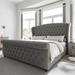 Willa Arlo™ Interiors Dulane Velvet Upholstered Sleigh Bed w/ Scroll Wingback Headboard & Footboard Velvet in Gray | 52 H x 87.5 W x 91 D in | Wayfair