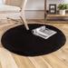 Black 59.06 x 59.06 x 1.25 in Area Rug - Mercer41 Round Klynn Solid Color Machine Woven Shag Area Rug in | 59.06 H x 59.06 W x 1.25 D in | Wayfair